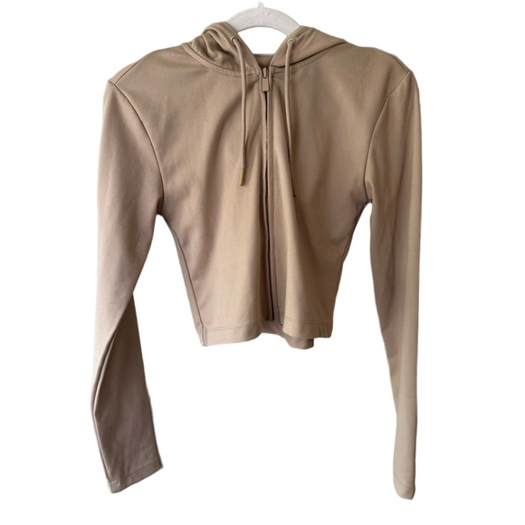 Ardene Tan Crop Zip Up Hoodie Women’s S - Picture 1 of 11